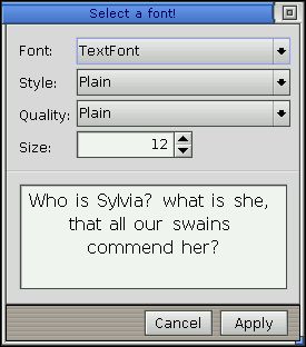 Font-selection dialog